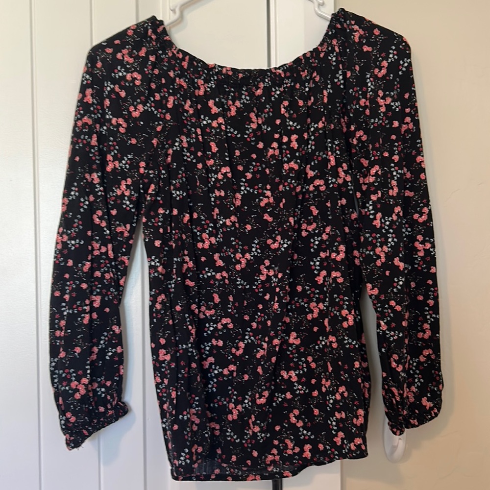 Black with Red Flower Top